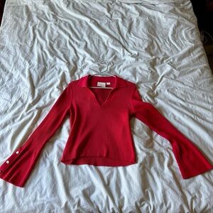 Maeve by Anthropologie Bell Sleeve Ribbed Sweater